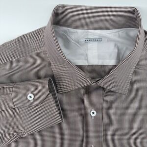 Abbeydale Mens Dress Shirt‎ Brown White Gingham Check Button Down Collar CUSTOM